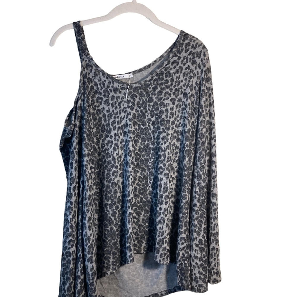 Red Haute Cold Shoulder Black Leopard Print Tunic